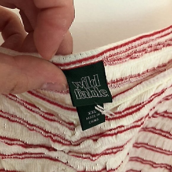 WILD FABLE Cream Ivory Red Striped Smocked Ruffle Strap Cropped Crop Top Tank - Picture 5 of 10